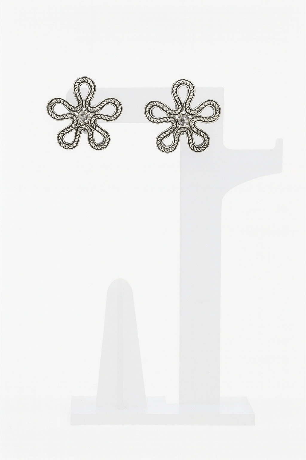 Silver Whirl Bloom Clip-on Earrings